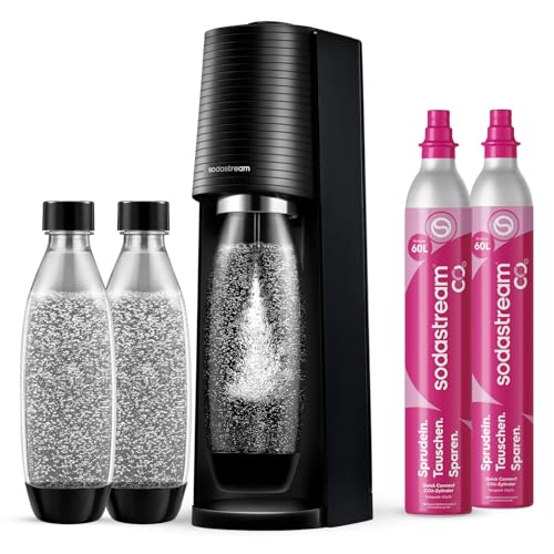 SodaStream Wassersprudler TERRA Promopack mit 2x Quick-Connect CO2-Zylinder| inkl. 3x 1L FUSE Kunststoffflasche (spülmaschinengeeignet)