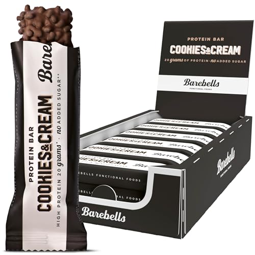 Barebells Protein Riegel – 16g High Protein Bar, Zuckerarm, Eiweißriegel, Ohne Palmöl – Cookies & Cream, 12 x 55gr
