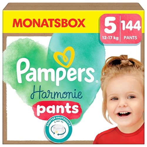 Pampers Harmonie Pants Größe 5, 144 Windeln, 12kg-17kg, sanfter Hautschutz und 360° Komfort-Fit