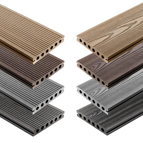 ECOTRAVERS - Terrassendielen Verbundwerkstoff - Muster 3D - 4 Farben | WPC Terrassen Komposit dielen