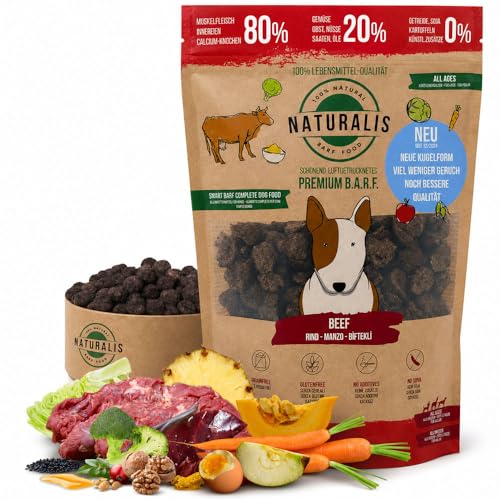 Naturalis Trockenbarf Hundefutter 5kg Rind getreidefrei ohne Zusätze sojafrei 100% Natur Alleinfuttermittel schonend luftgetrocknet - Barf Hund