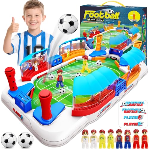 Dromlag Fussball Geschenke Jungen, Fußball WM 2026 Spielzeug ab 5 6 7 8 9+ Jahre Jungen, Tischkicker Geschenk Junge 4-10 Jahre, Kinder Spiele ab 4-10 Jahren, Kickertisch Mit 8 Figuren 4 Überdachungen