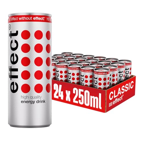 effect CLASSIC Energy Drink – Tray mit 24 x 250 ml Energy Dosen Einweg, Koffeinhaltiges Erfrischungsgetränk mit B-Vitaminen – einzigartiger & erfrischender Geschmack, vegan