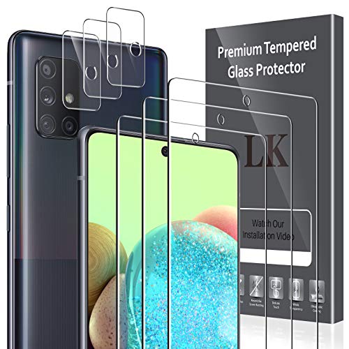 LK 6 Stücke Schutzfolie Kompatibel mit Samsung Galaxy A71 Glas, 3 Schutzfolie und 3 A71 Kamera Glas, 9H Härte Galaxy A71 Folie, HD Klar Displayschutz, Kratzen Blasenfrei