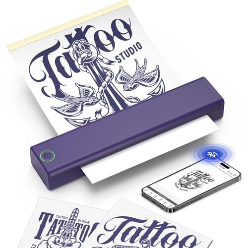 SupDesk Tattoo Drucker Bluetooth Stencil Printer mit 5 Blätter Transferpapier Schablone Maschine Thermodrucker Kompatibel mit Smartphone, Tablet & PC für Künstler und Anfänger
