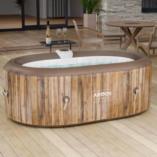 Arebos Whirlpool | 550 Liter | 190 x 120 cm | Oval | Outdoor | Winterfest