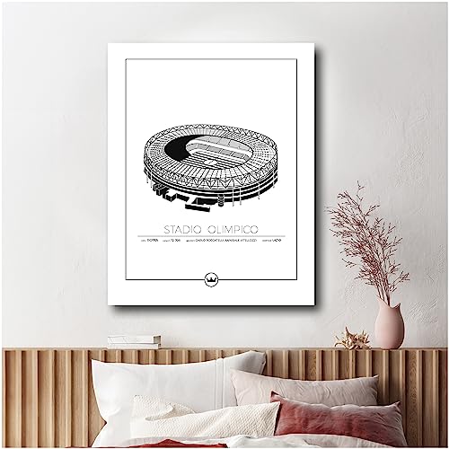 Sverigemotiv Fußballstadion-Wandkunstdruck – Fußballgeschenke für Jungen, Mädchen, Männer – Beste Premier-League Fußballmannschaften – ungerahmtes Poster (Lazio - Stadio Olimpico, 40x50 cm)