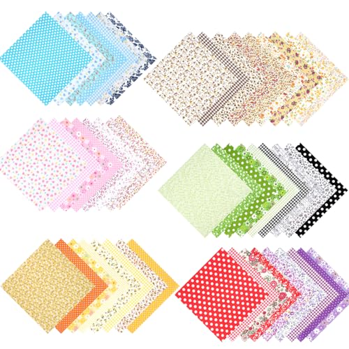 50 Stück Stoffreste zum Basteln, 20x20cm Zufällige Farbe Bunt Patchwork Baumwolle Stoff zum Nähen, Verschiedene Blümchen Muster Bedruckter Stoffpakete,DIY Kinderstoffe Patchwork