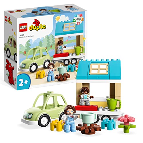 LEGO DUPLO Zuhause auf Rädern, Spielzeugauto mit großen Steinen, Figuren und Spielzeugauto für Jungen und Mädchen ab 2 Jahre, entwickelt Feinmotorik 10986