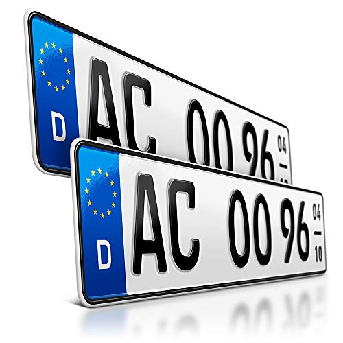 schildEVO 2 Kfz Saison Kennzeichen | OFFIZIELL amtliche Nummernschilder | DIN-Zertifiziert – EU Wunschkennzeichen mit individueller Prägung | Autokennzeichen | DHL Versand