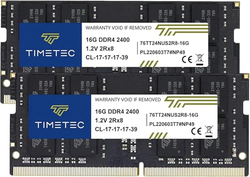 Timetec Premium 32GB KIT (2x16GB) DDR4 2400MHz PC4-19200 Non-ECC Unbuffered 1.2V CL17 2Rx8 Dual Rank 260 Pin SODIMM Laptop Notebook PC Computer Speicher RAM Modul Upgrade