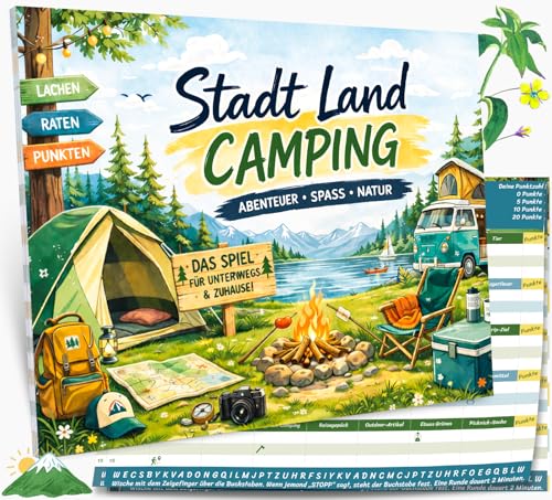 Stadt Land Camping Edition Spiel Geschenke für Camper, Camping Zubehör