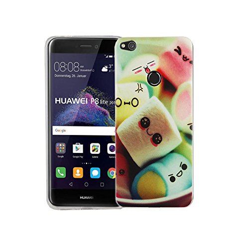 König Design Handyhülle kompatibel mit Huawei P8 Lite 2017 Silikon Case Hülle Sturzsichere Back-Cover Handyhülle - Marshmallows