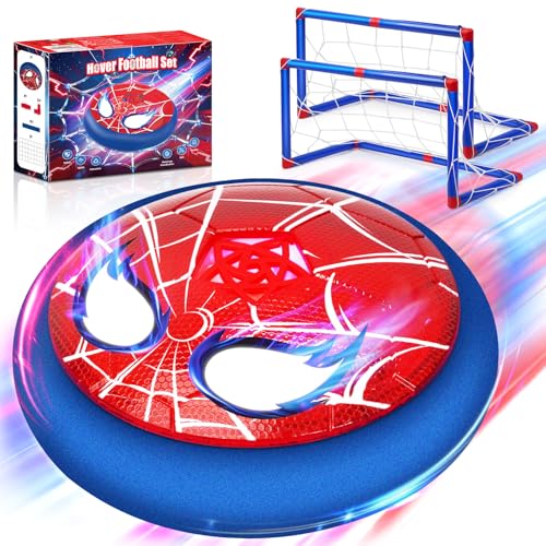 Lubolee Hover Fussball Set mit 2 Toren & Leuchtenden Augen, Air Power Fussball Geschenke Jungen & Mädchen 3-12 Jahre, Hover Ball Spielzeug ab 3-12 Jahre Kinder, Geschenk 4 5 6 7 8 Jahre Kinder