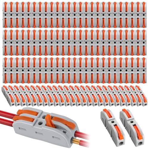 YSWOVUO Kabelverbinder, 100 Stück Durchgangsverbinder, SPL-1 Kabelklemmen Elektro, 4mm² Leiter Klemme mit Hebel, Verbindungsklemmen, Können Frei Kombiniert Werden SPL2-5