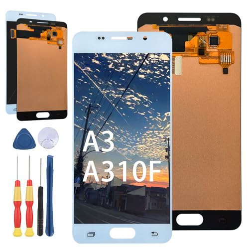 Yuxyiony Ersatzbildschirm für Samsung Galaxy A3 A310H A310M 2016 SM-A310F LCD-Display Reparaturbildschirm und Ersatzwerkzeug-Zubehör.