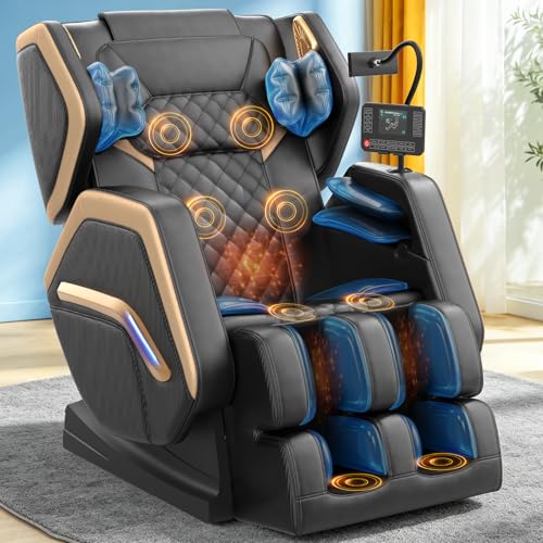 NAGLIFOR Massagesessel, Ganzkörper-Massagesessel mit 8 Airbags, 14 Massagepunkten, Heizfunktion für Rücken & Beine, Bluetooth-Lautsprecher, Fußmassage, Handyhalterung, Zero-Gravity