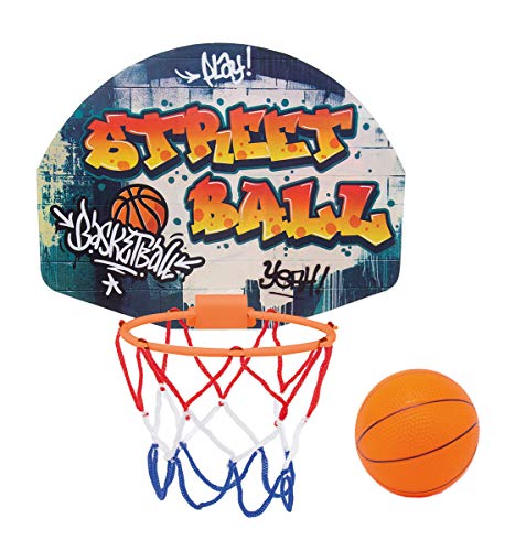 Simba Basketball Set – Basketballkorb mit Brett und Türhalterung, Indoor & Outdoor Spielzeug, mobiler Basketballring für Kinder und Erwachsene, Netz mit Halterung, 27,5 x 21cm, ab 3 Jahren