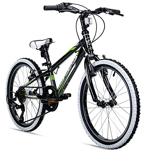 Bergsteiger Kansas 20, 24 Zoll Kinderfahrrad, geeignet für 6, 7, 8, 9, 10, 11 Jahre, 6 Gang-Schaltung, Mountainbike mit Weißwandbereifung, Jungen-Fahrrad, Mädchen-Fahrrad