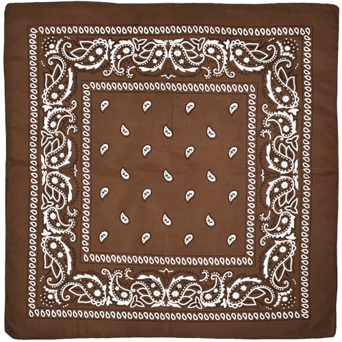 vaolmlop Bandana Premium Halstuch Kopftuch,Herren Damen,Polyester Haartuch Kopftuch,Paisley Muster Headwear Haar Schal Ansatz Handgelenk Kopf Biker,Braun(54 X 54 Cm)