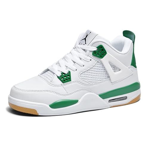 Herren Sportschuhe Große Größe Sportschuhe Herren Basketballschuhe Mode Sport Basketballschuhe Retro Shoes Trainers for Kids and Adults Grün WeißEU44