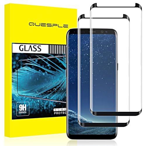 QUESPLE [2 Stück] Panzerglas Schutzfolie für Samsung Galaxy S8, Anti-Kratzen, Ultra-klar, Anti-Bläschen, 3D-Vollständige Abdeckung Gehärtetem Glas Displayschutzfolie für Galaxy S8
