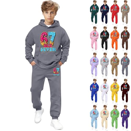 Jogginganzug Kinder Trainingsanzüge für Jungen 2 teiliges Set Kapuzenpullover und Jogginghose Set Motiv Jogginganzüge Mode Lässige Trainingsanzug Sportanzug Sportbekleidung Freizeitanzug 2-14 Jahre
