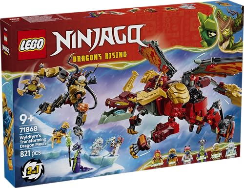 LEGO NINJAGO Wyldfyres Drachenmech - 2-in-1 Ninja-Actionfigur mit Mech von Kaiserin Beatrix und 6 Minifiguren - Geschenkidee zum Geburtstag für Jungen ab 9 Jahren und Fans - 71868
