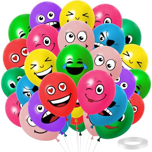 30 Stück Emotion Luftballons, Helium Luftballon Geburtstag, Balloon Smiley