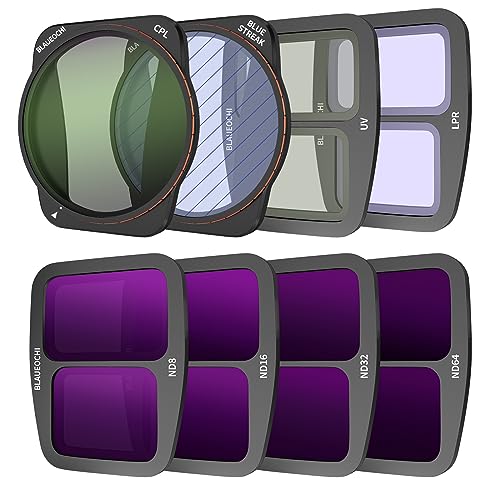 BLAUEOCHI Air 3 Effekt-ND-Filter-Set für DJI Air 3 Zubehör, 8 Filter (UV, CPL, LPR, BS, ND8, ND16, ND32, ND64), Drohnen-Kameraobjektivfilter für DJI Air 3, ganztägiger Gebrauch Filter-Set
