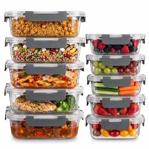 uandu Glasbehälter mit Deckel 20-teilig – Meal Prep Boxen Glas