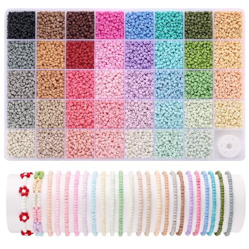 Funtopia 3mm Perlen für Armbänder - 39 Farben 9600 Stück Set zum Selber Machen - Perlenset für Kinder und Erwachsene zum Auffädeln und Basteln