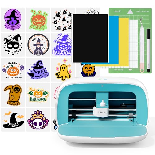 Likcut S501 Schneideplotter, Plotter maschine mit Intelligenter Einbau Speicher, Verfügbar für Vinyl, Iron on und Karten, Plotter mit Einsteiger Set, Blau