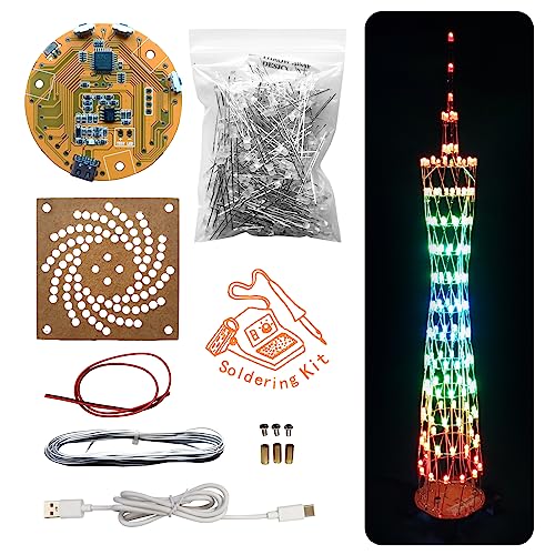 iCubeSmart GZT-12 Led Canton Tower Modell DIY Elektronik Kit, LED Würfel Modell Handgemachtes Lötprojekt Kit (GZT-12C-KIT)