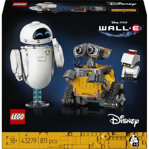 LEGO Disney Pixar WALL-E und EVE 43279 | Bausatz für Erwachsene, Sammlerstück, aus Steinen gebaute Roboter mit M-O und Hal Figuren, DIY Deko, Geschenk, 811 Teile