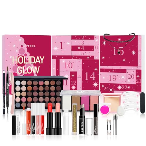 Adventskalender Frauen,24pcs Christmas Makeup Box, Adventskalender Beauty,Anticipation of Christmas with 24 Beauty Moments,Gift Set with Full Makeup Pieces