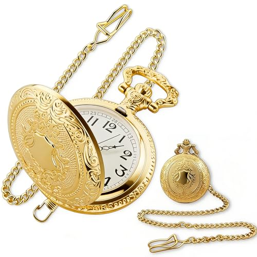 ZYLOUY Taschenuhren, Taschenuhr Mit Kette Herren, Elegante Klassische Taschenuhr Mit Robustem Uhrwerk, Ideal Für Besondere Anlässe, Wie Hochzeiten Oder Geschäftstreffen
