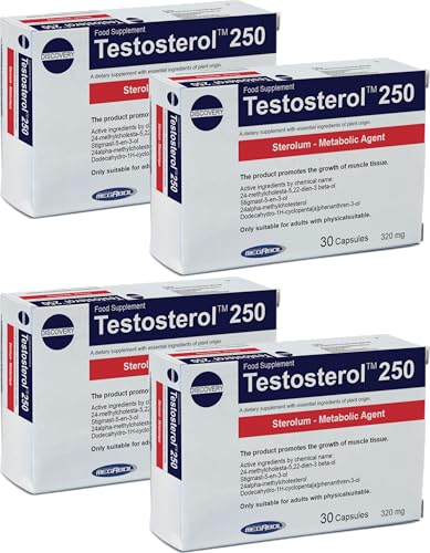 Megabol - Testosterol 250 | Natürliche Unterstützung für Testosteronproduktion und Muskelaufbau | Vierer-Packung - 4x 30 Kapseln (insg. 120 Kapseln)