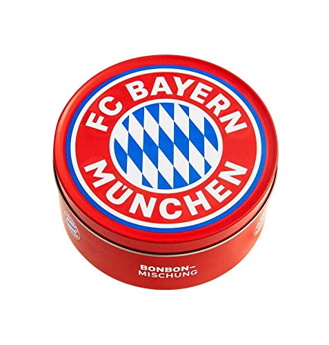 FC Bayern München Bonbons in dekorativer Metalldose, Kirsch- und Eisbonbongeschmack 200g Hartkaramelle FCB - plus AufKleber Wir... ™