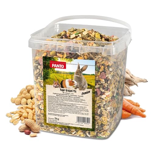 PANTO Nager-Krokant-Mix 3 kg – vielseitiges Nagerfutter mit Flocken, Erdnüssen, Kroketten für Nager, abwechlungsreiches Kleintierfutter