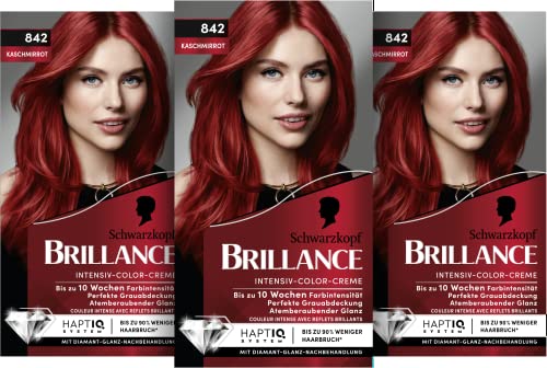 Brillance Intensiv-Color-Creme 842 Kaschmirrot (160 ml), dauerhafte Haarfarbe mit Diamant-Glanz und Pflege-Conditioner, für 10 Wochen Farbintensität