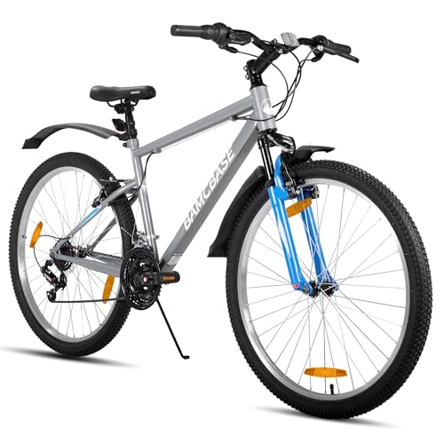 HILAND 26 Zoll Mountainbike, V-Bremsen, Herren und Damen Fahrrad mit 18-Gang, Mountainbike für Erwachsene, MTB für Männer Frauen, Grau