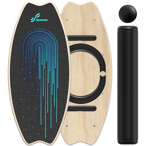 Balance Board Holz, Sportneer Indoorboard Skateboard, Indoor Surfboard Trickboard und Gleichgewichtsboard für Kinder und Erwachsene