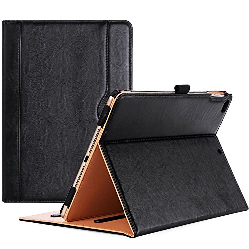 ProCase Leder Hülle mit Stifthalter für iPad 9.7 Zoll 2018/2017 (6th 5th Gen), iPad Air 2, iPad Air Schutzhülle Case PU-Leder Klapphülle mit Multi- Stand für iPad 9.7 Zoll -Schwarz
