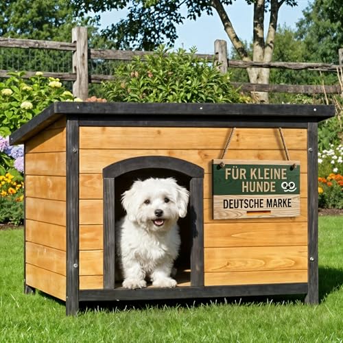 zooprinz wetterfeste Hundehütte Carlo massivem Holz und Dach zum Öffnen - perfekt für draußen - mit umweltfreundlicher Farbe gestrichen - 3 Größen zur Wahl (Hundehütte M)