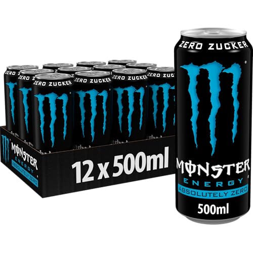 Monster Energy Zero Sugar - koffeinhaltiger Energy Drink mit klassischem Monster-Geschmack - ohne Zucker - in praktischen Einweg Dosen (12 x 500 ml)