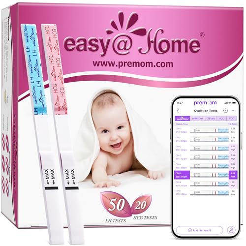 Easy@Home 50 Ovulationstest + 20 Schwangerschaftstest Frühtest - Empfidlich Kinderwunsch Fruchtbarkeitstests für Eisprung 25 mIU/ml und Schwangerschaftstests mit Optimaler Sensitivität
