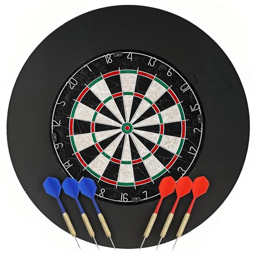 SPORTNOW Dartscheibe mit 6 Dartpfeile, Flights, Dart Surround, Stahlspitze, Ø45,5 cm Sisal Dartboard Steeldart Set Steeldartscheibe Dartboard Set für Erwachsene