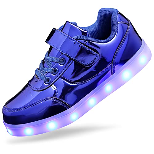 Kinder-Schuhe, LED-Sneaker, USB-Aufladung, blinkende Turnschuhe für Jungen und Mädchen, LED-Schuhe, blau, 38/38.5 EU
