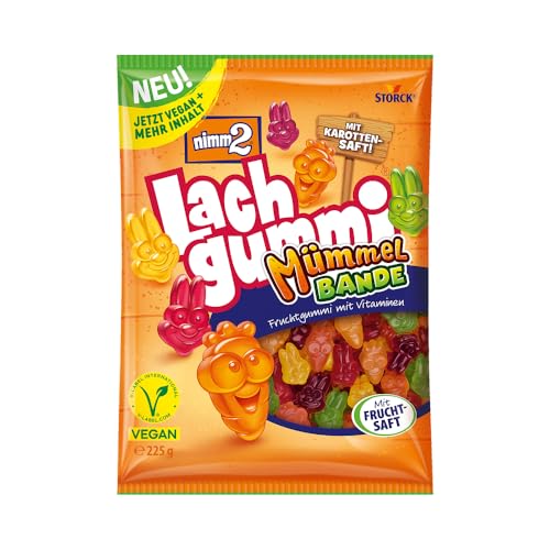 nimm2 Lachgummi Mümmelbande – 1 x 225 g – Veganes Fruchtgummi mit Vitaminen, Frucht- und Gemüsesaft – Süßigkeit in sechs Geschmacksrichtungen